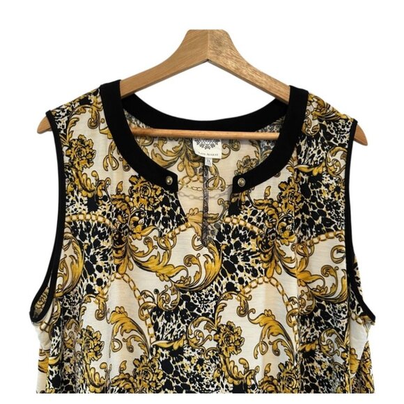 Late August Women's Gold Baroque Print Sleeveless Top Size 2X - Picture 4 of 7